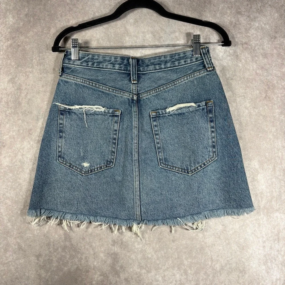 Abercrombie & Fitch Zoe Vintage Mini Skirt Womens 26/2‎ Blue Denim Distressed